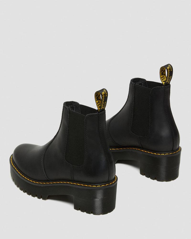 Black Women's Dr Martens Rometty Wyoming Leather Platform Heeled Boots | CA 144NWY